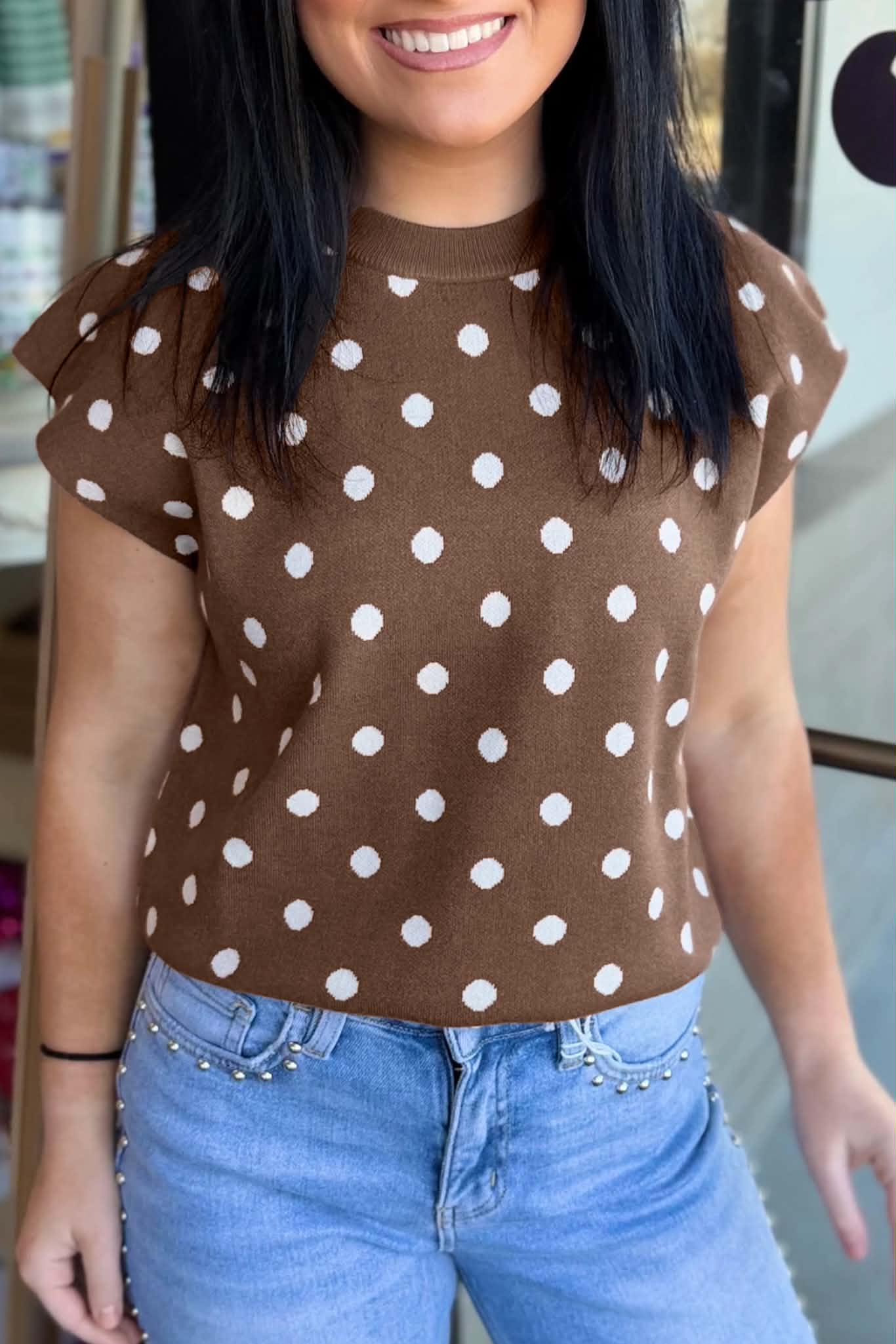 Brown Polka Dot Sweater