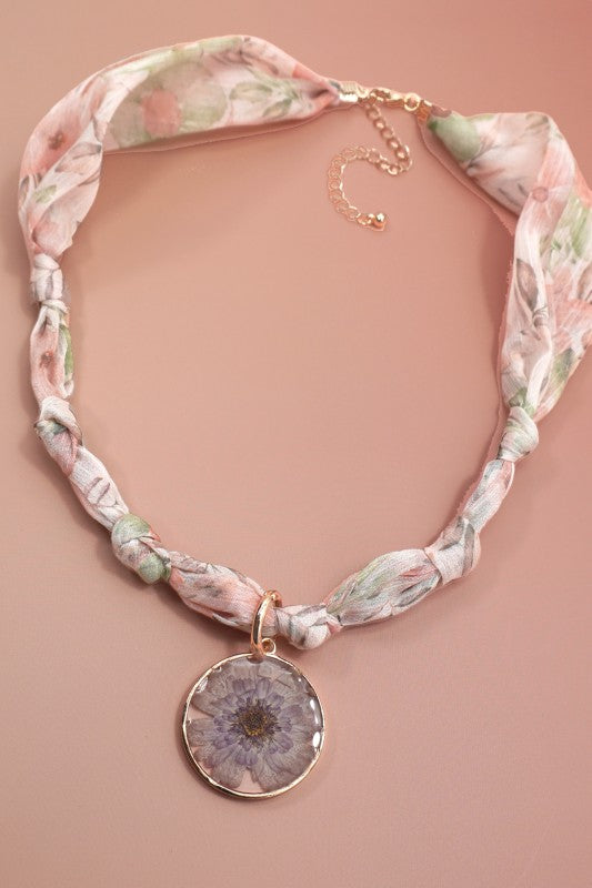 Floral scarf necklace
