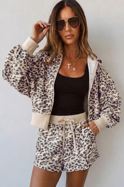Leopard Zip Up Set