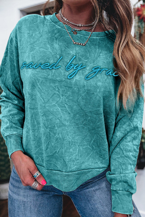 Saved By Grace Teal Sweatshirt