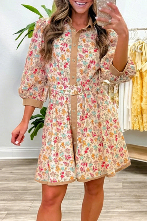 Floral Belted Mini Dress