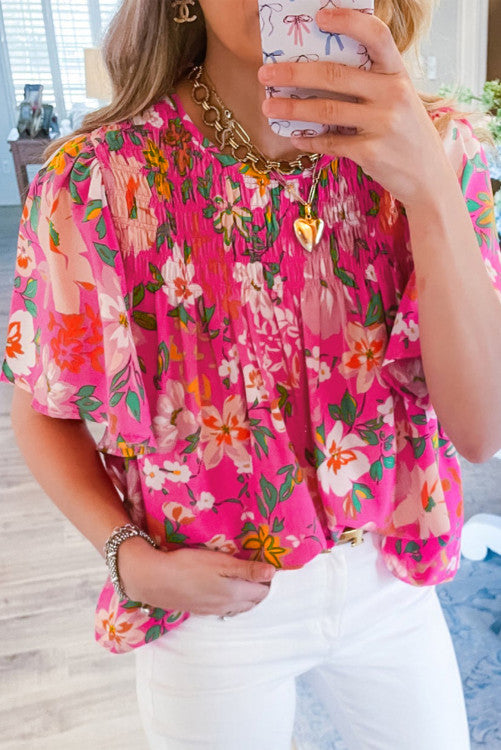 Pink Floral Blouse