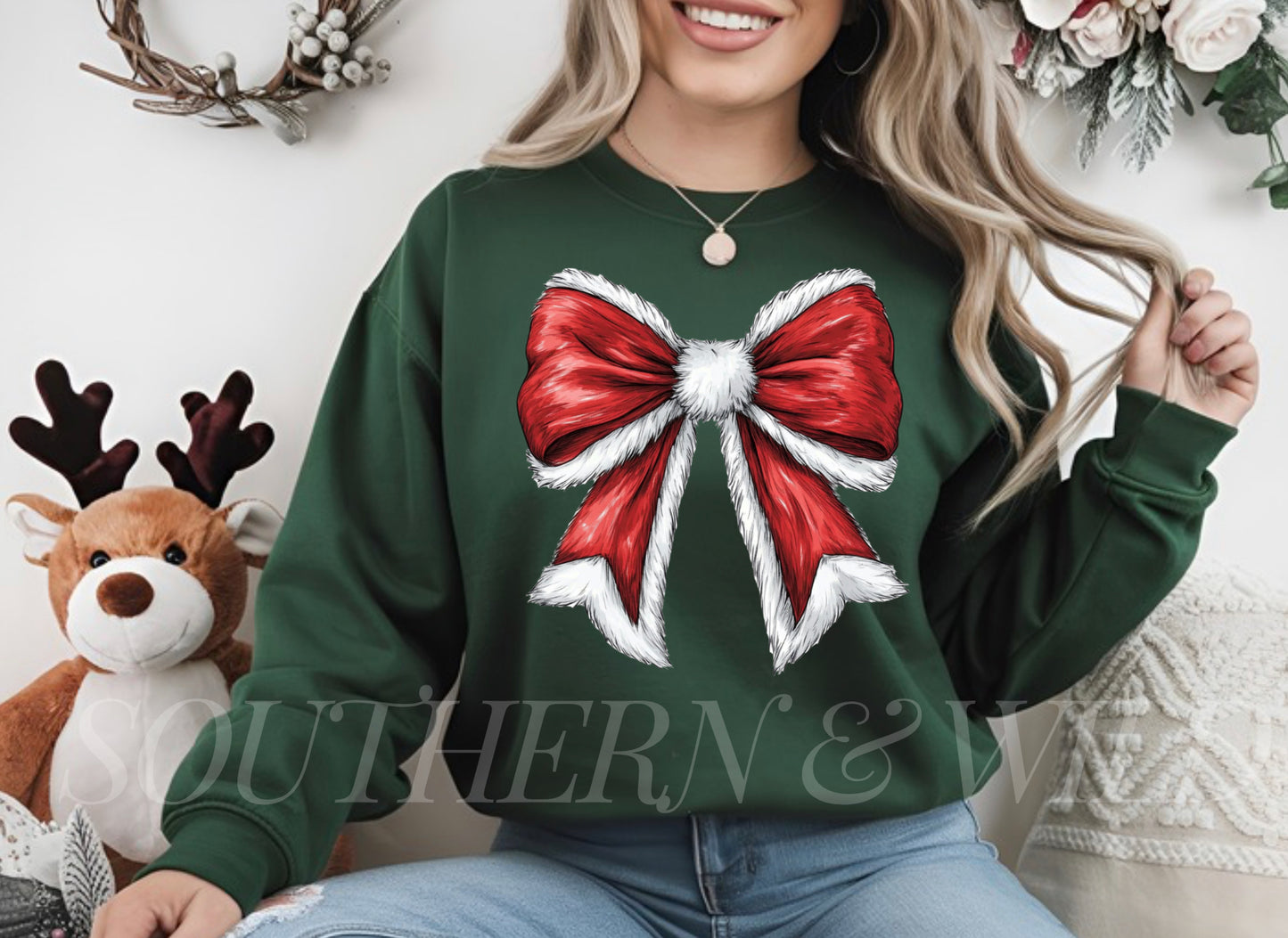 Red Santa Bow Sweatshirt