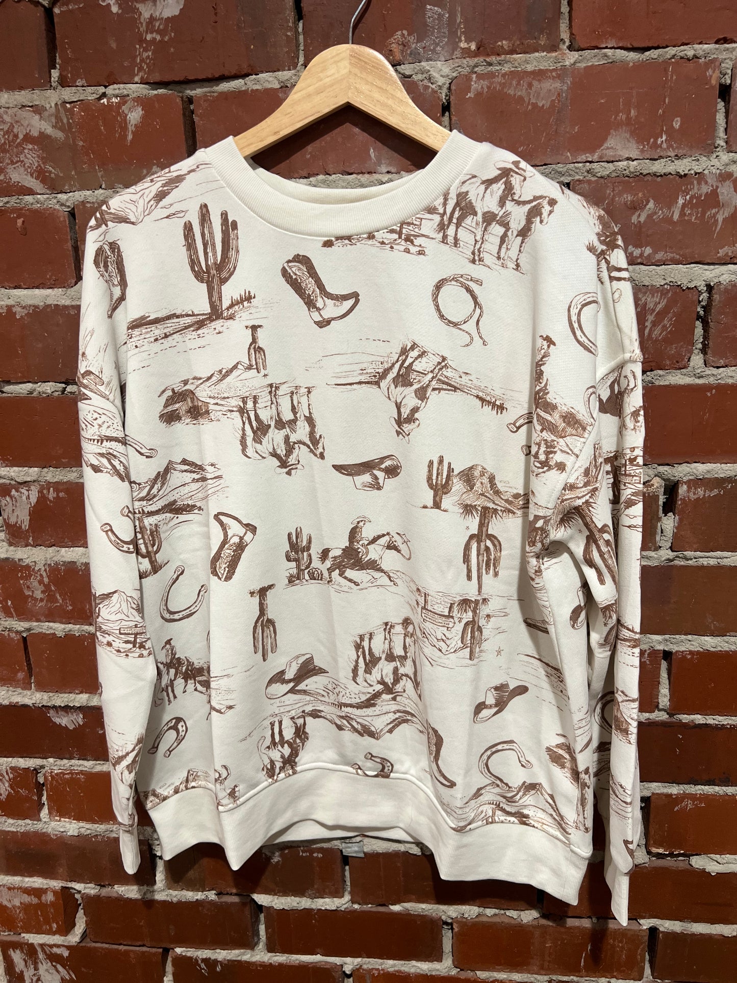 Cream Western Set - Sweatshirt & Sweatpants