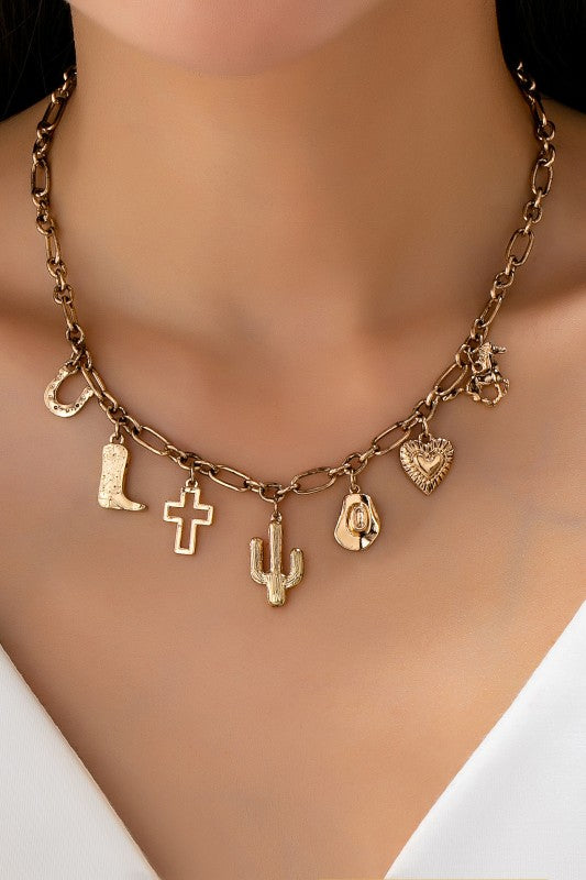 Gold Western Charm Necklace