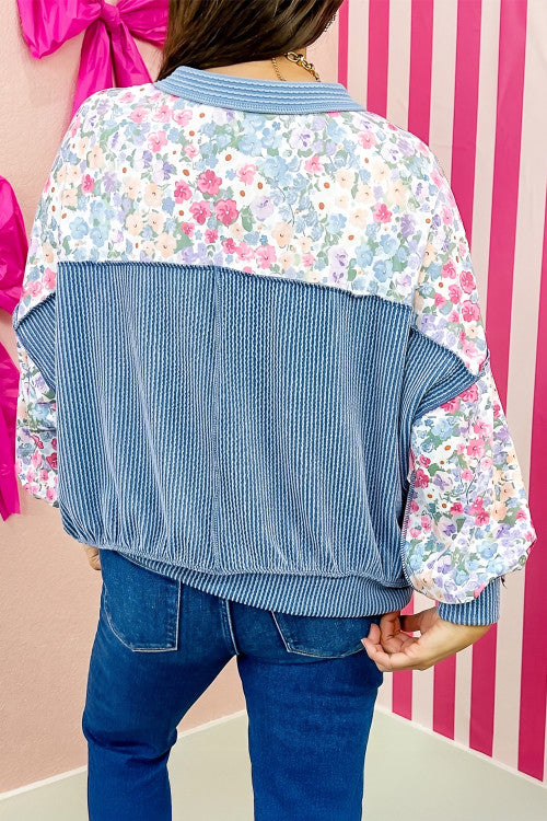Floral Ribbed Long Sleeve