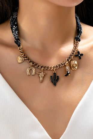 Black Western Scarf Necklace