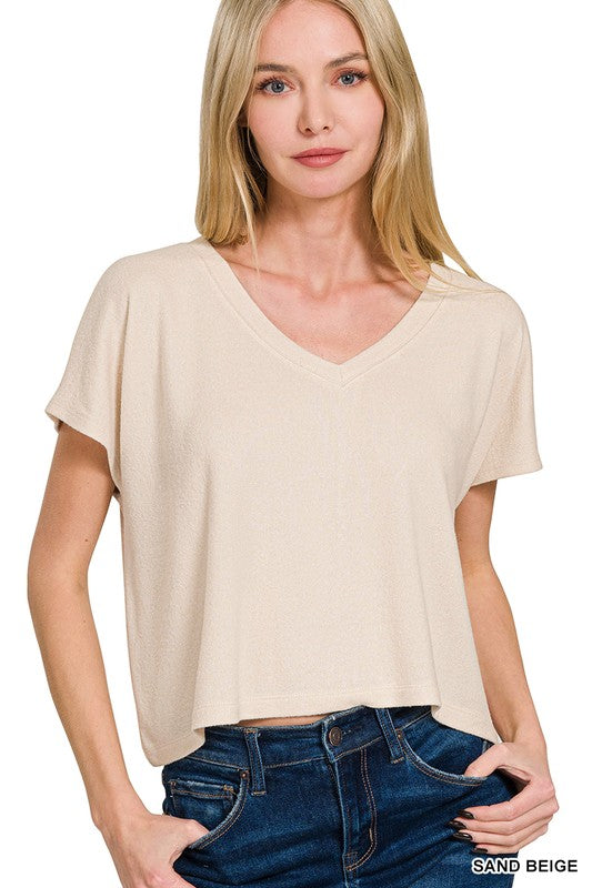 Sand V Neck Crop