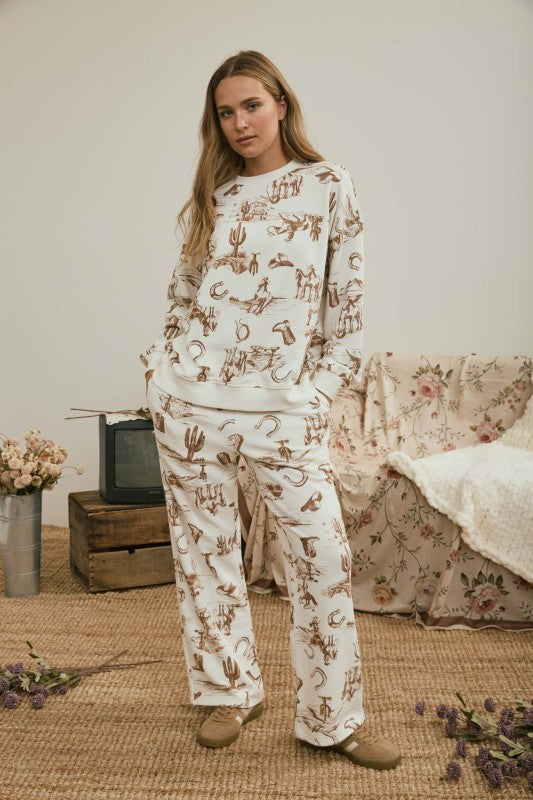 Cream Western Sweatpants