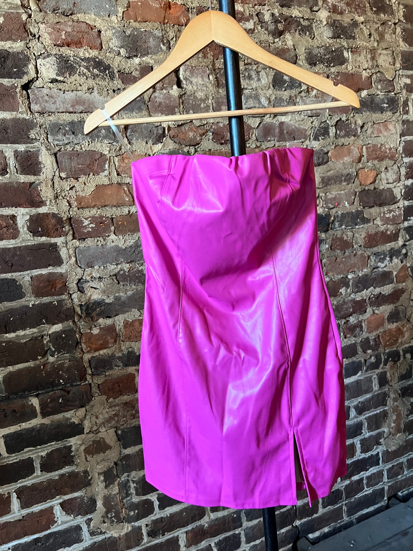 Pink Faux Leather Dress