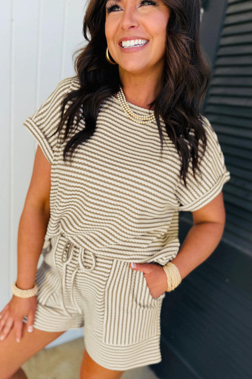 Brown Striped 2 Piece Set