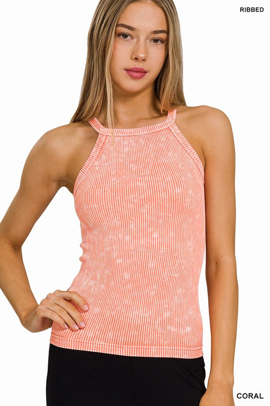 Seamless Ribbed Cami- Coral