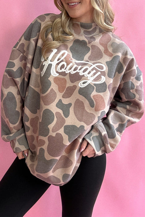 Howdy Camo Mock Neck Pullover