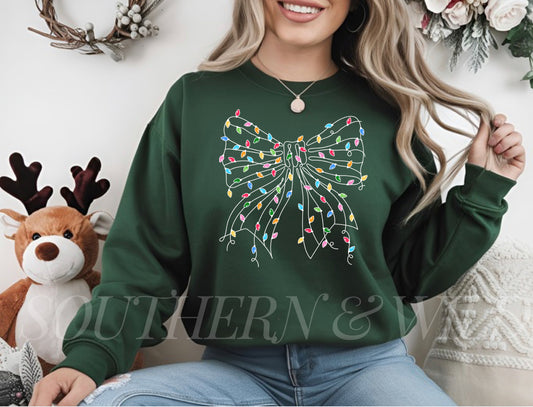 Christmas Lights Bow Sweatshirt