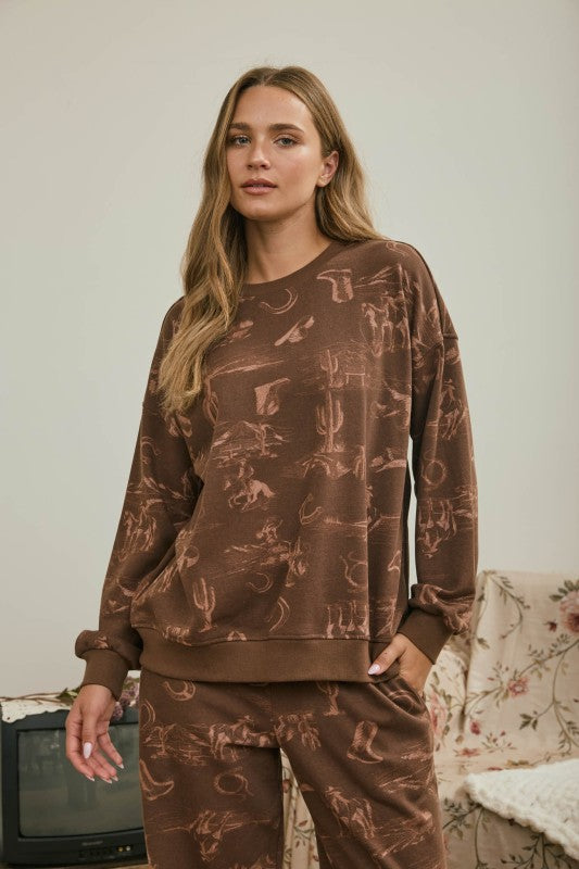 Brown Western Sweatshirt