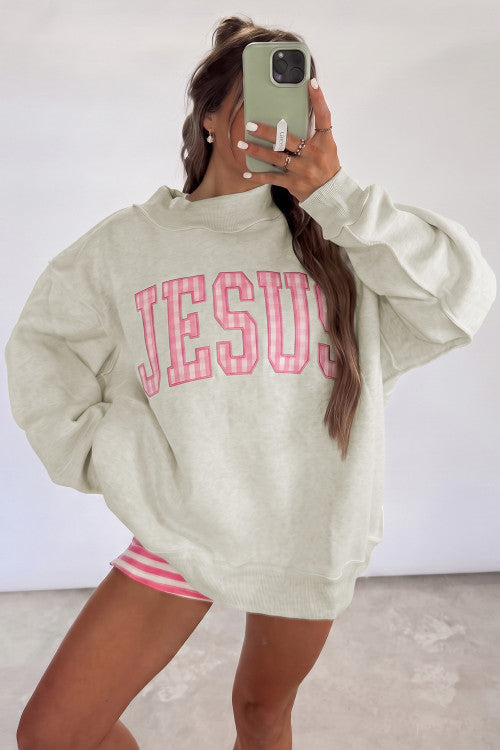 Jesus High Neck Baggy Sweatshirt