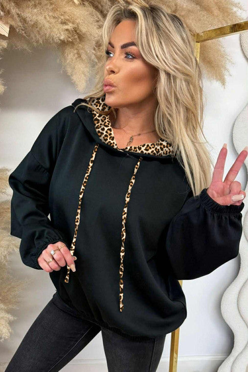 Leopard Sweatshirt- Black
