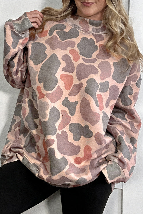 Mock Neck Camo Pullover
