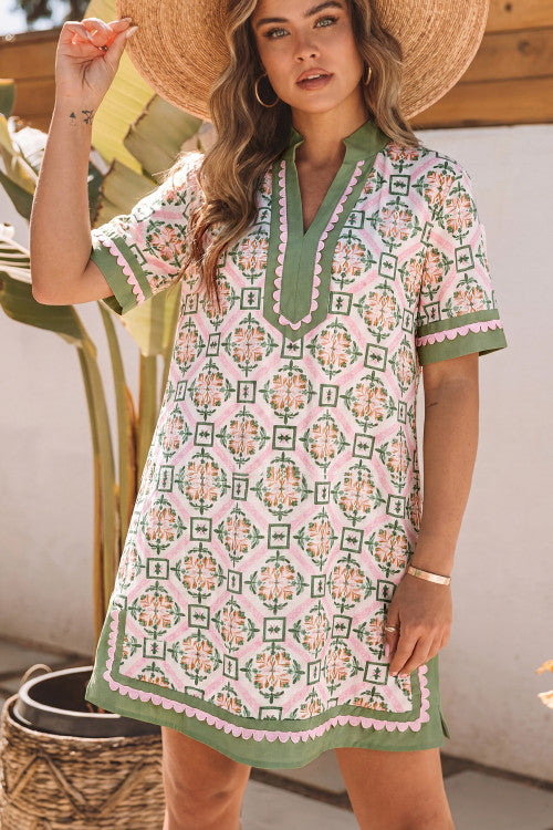 Boho Geometric Short Dress
