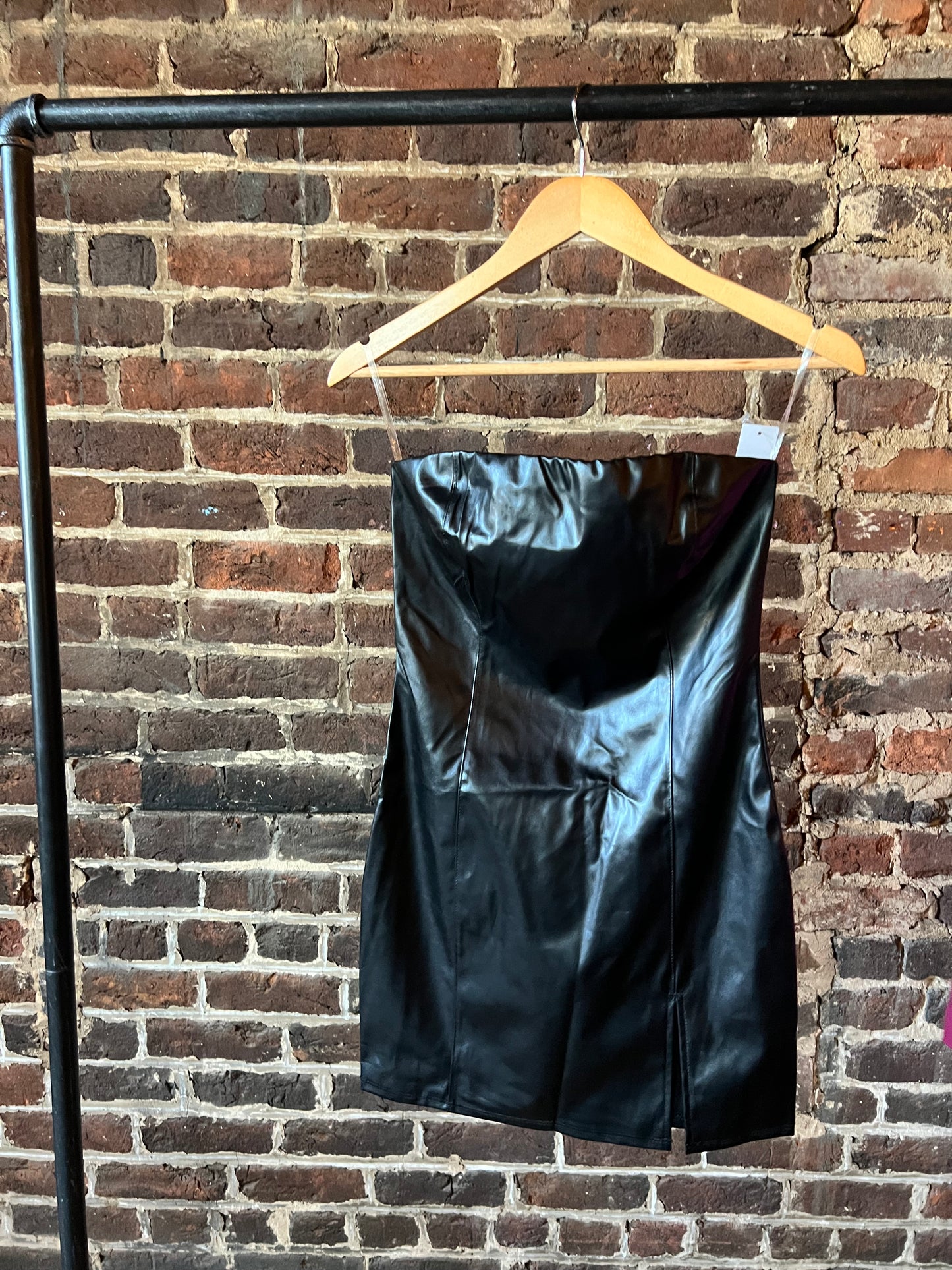 Black Faux Leather Dress