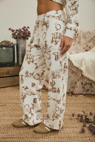 Cream Western Sweatpants