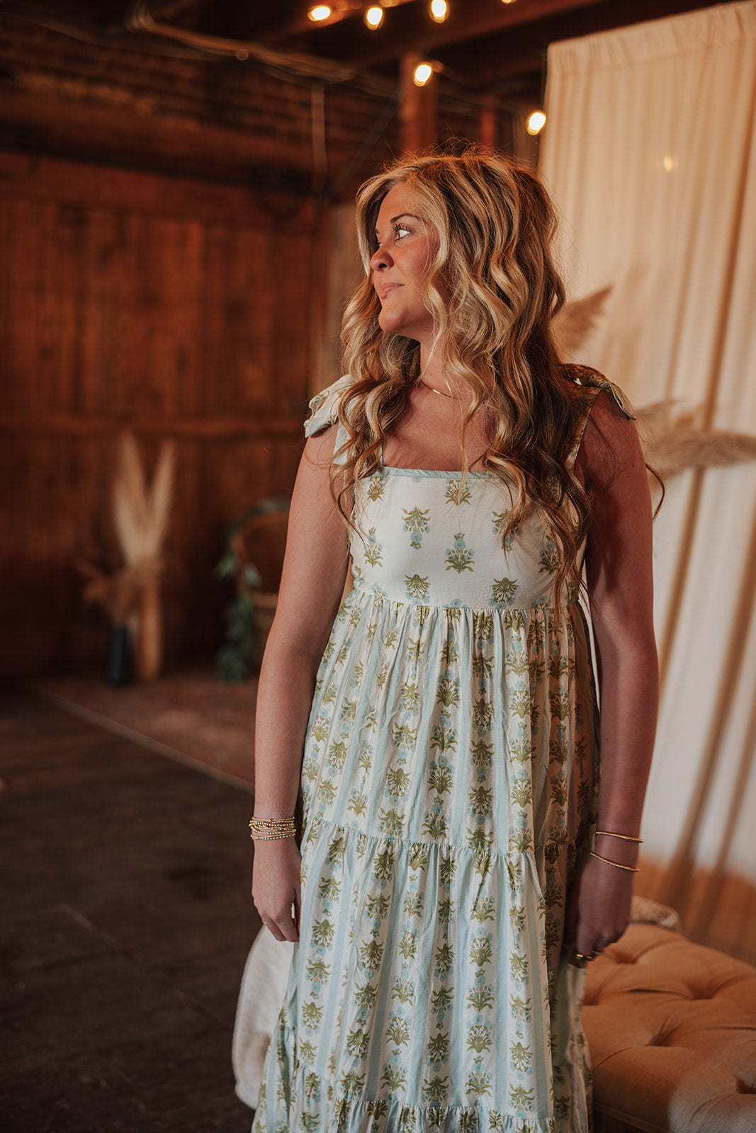 Stripe Floral Midi Dress