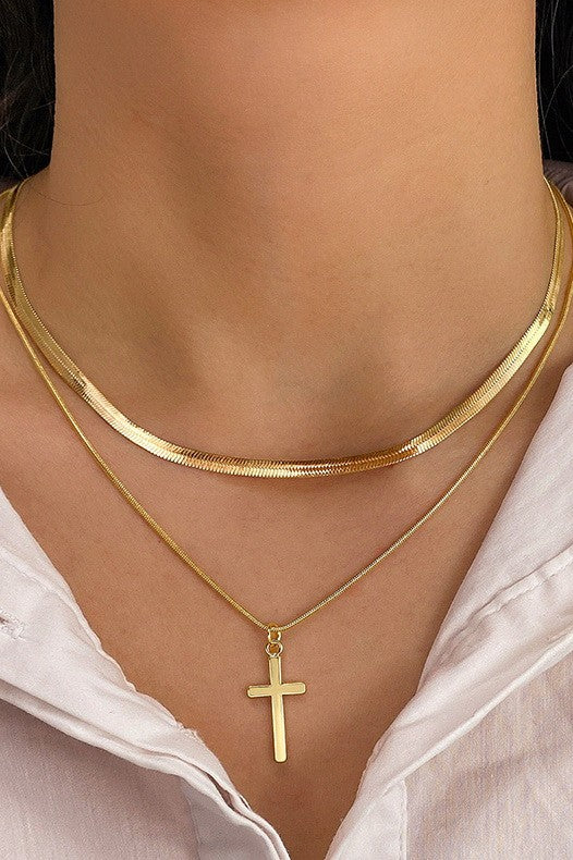 Layered Cross Necklace