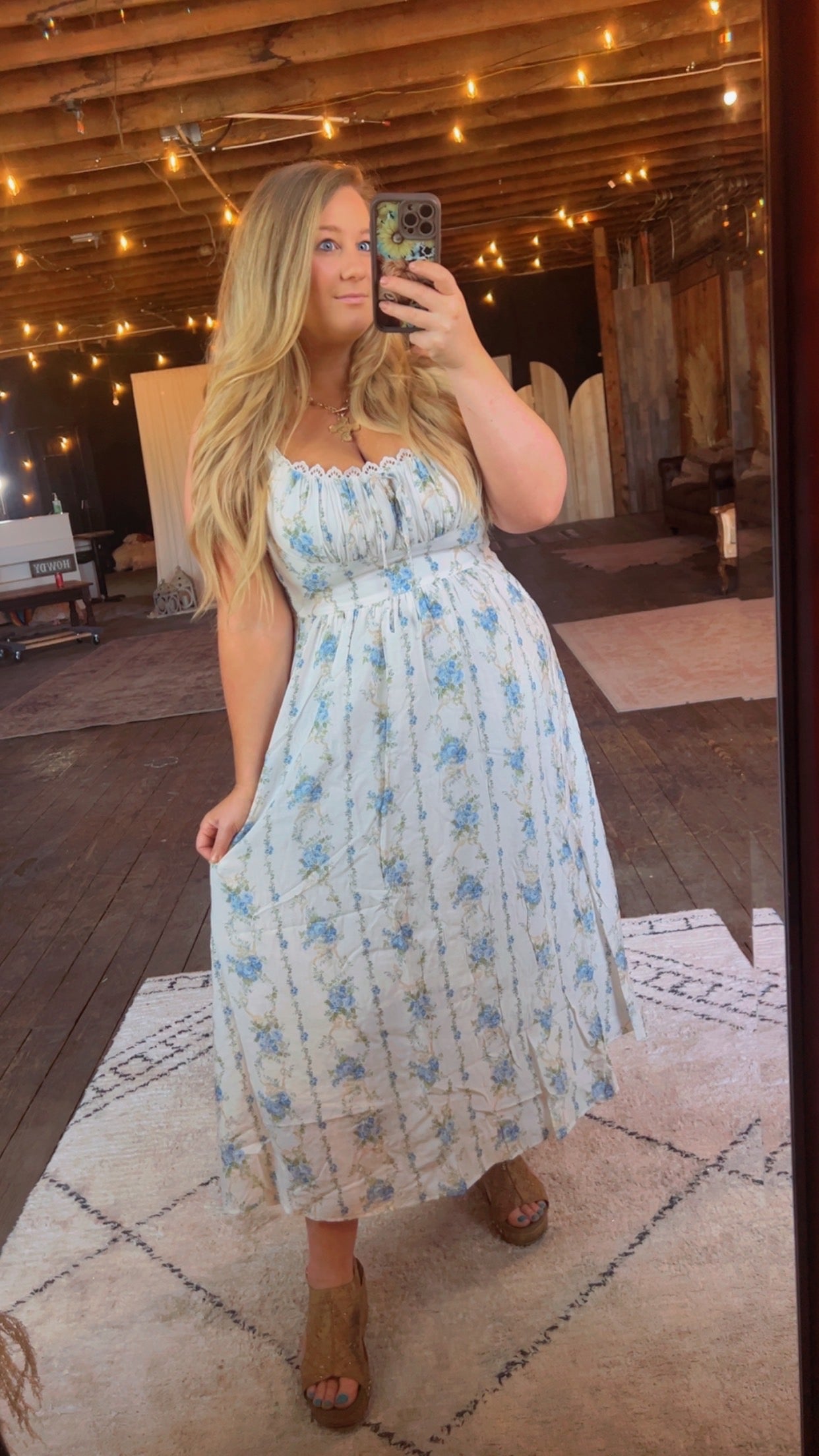 Blue Corset Floral Dress