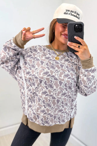 Khaki Trim Camo Pullover