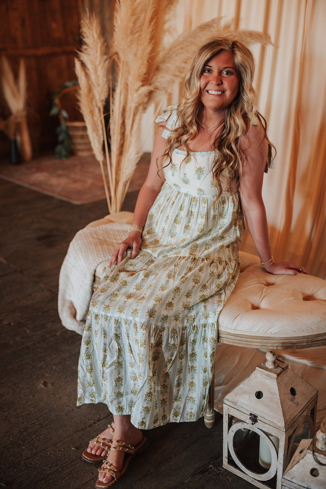 Stripe Floral Midi Dress