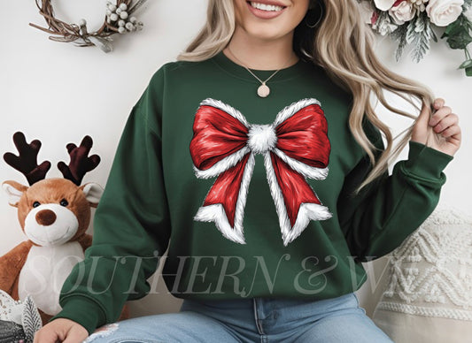 Red Santa Bow Sweatshirt