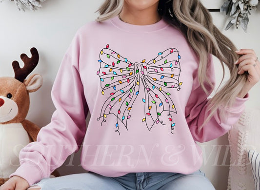 Christmas Lights Bow Back - Sweatshirt