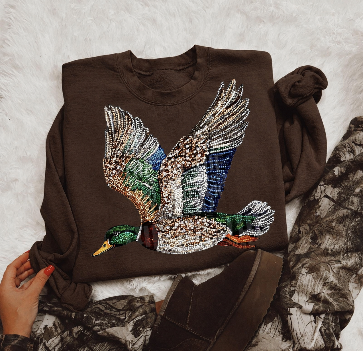 Faux Rhinestone Mallard Sweatshirt