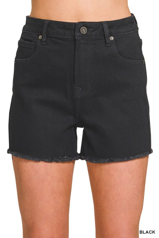 Black Frayed Hem Shorts