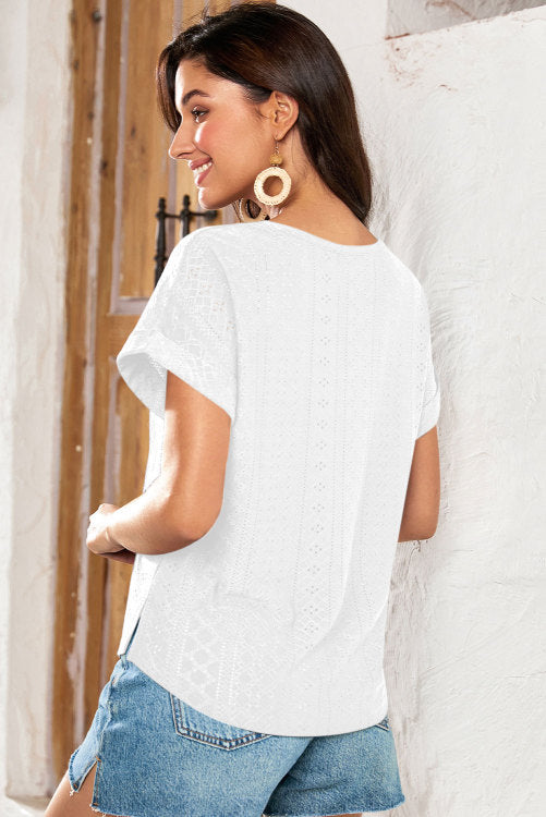 White Eyelet Top