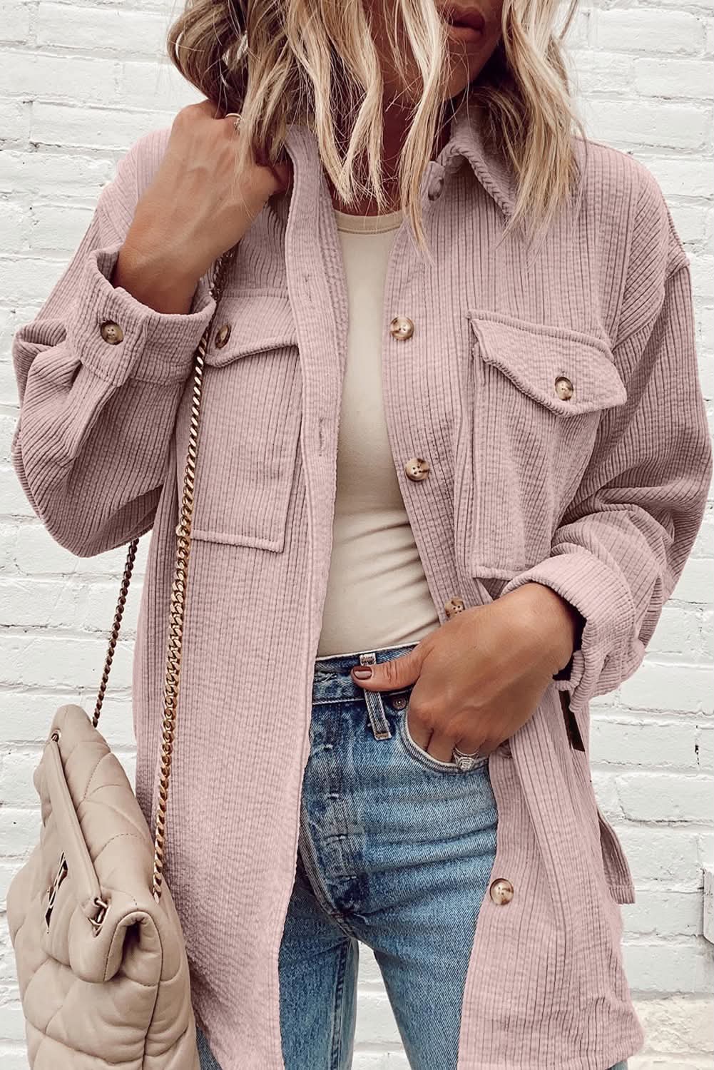 Light Pink Corduroy Shacket