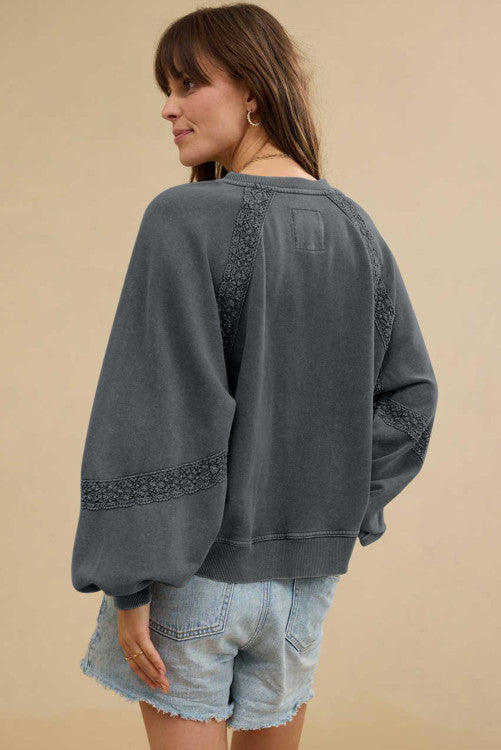 Gray Lace Sweatshirt