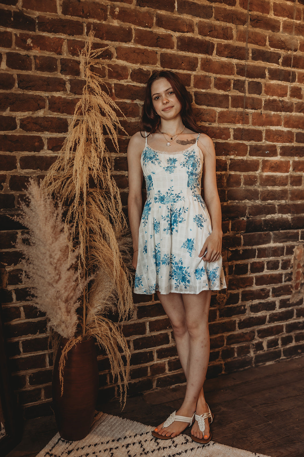 Blue Floral Mini Dress