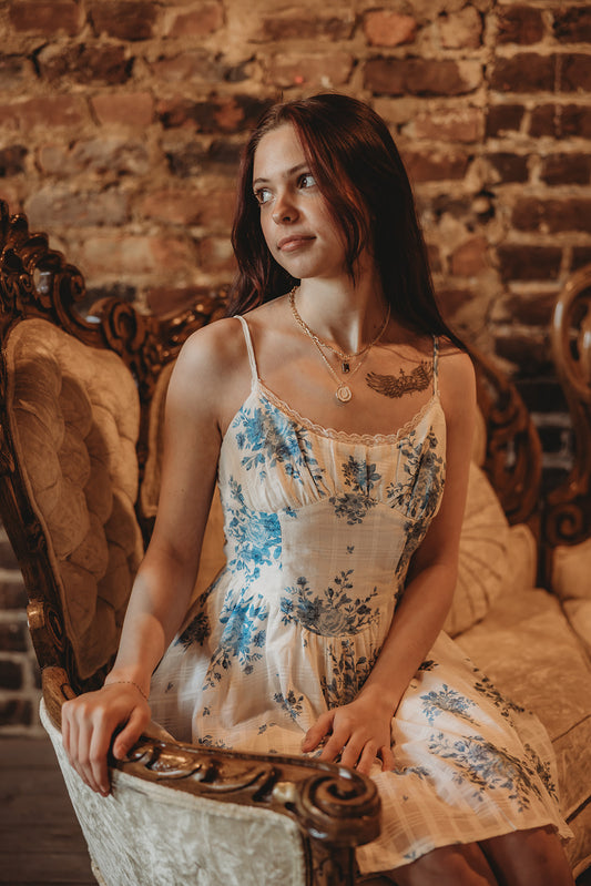 Blue Floral Mini Dress