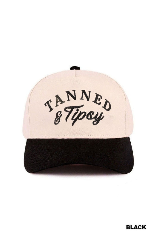Tanned & Tipsy Trucker Hat- Black