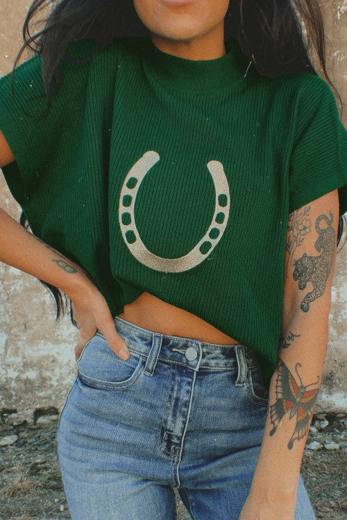 Horseshoe Green Sweater