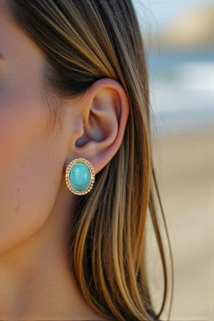 Oval Turquoise Studs