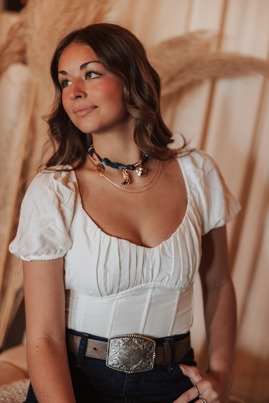 White Corset Tie Top