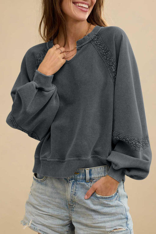 Gray Lace Sweatshirt