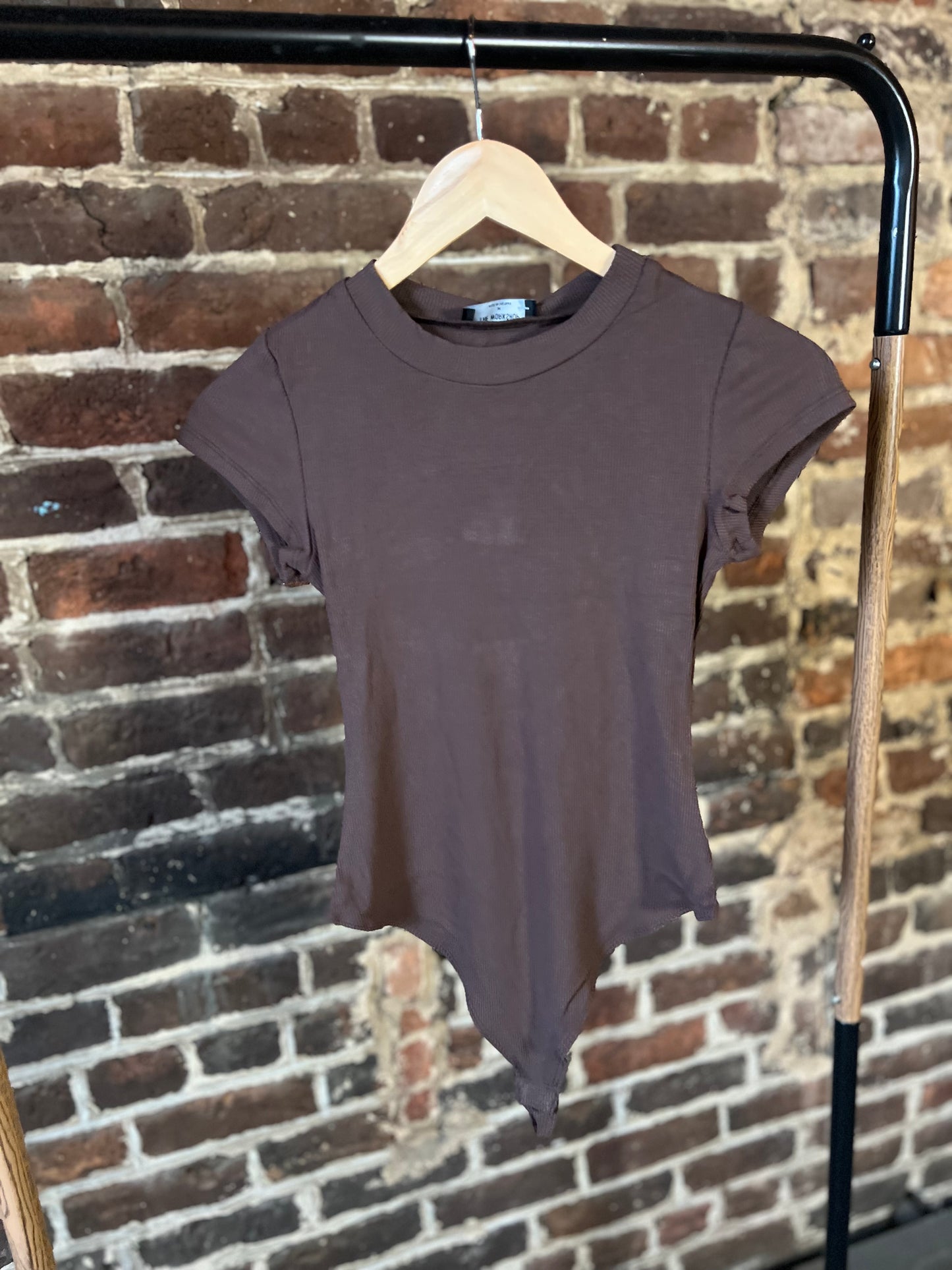 Brown Ribbed Bodysuit