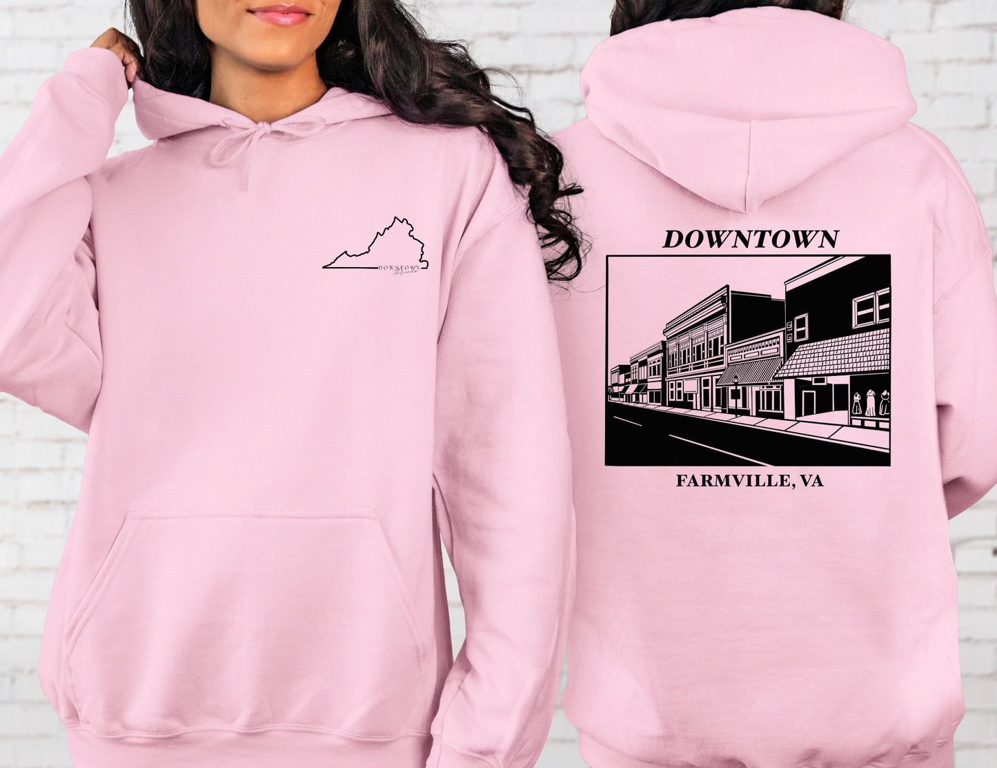 Downtown Farmville Hoodie with VA Front Pocket