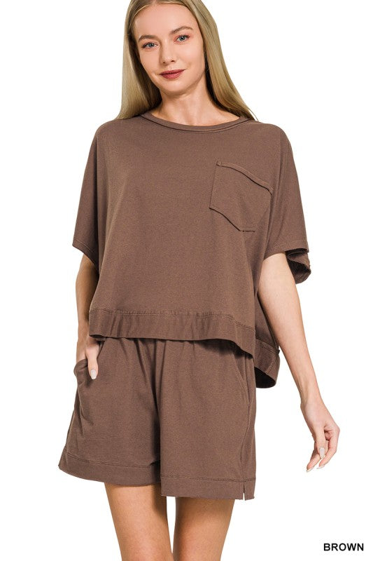 Exposed Seam 2pcs Set- Brown