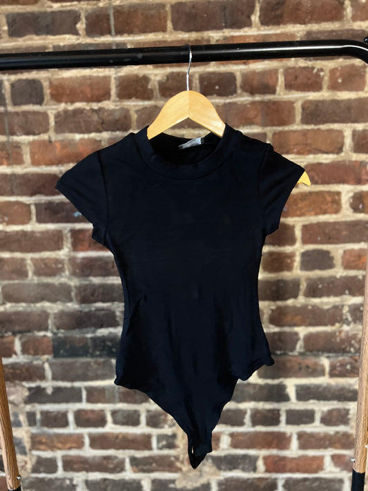 Black Ribbed Bodysuit