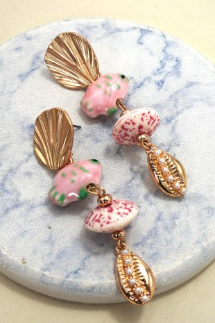 Pink Seashell Earrings