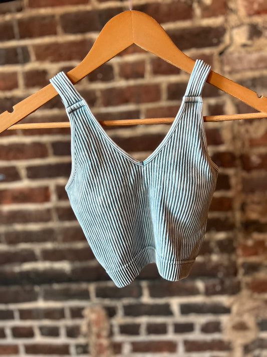 Dusty Blue Ribbed Tank